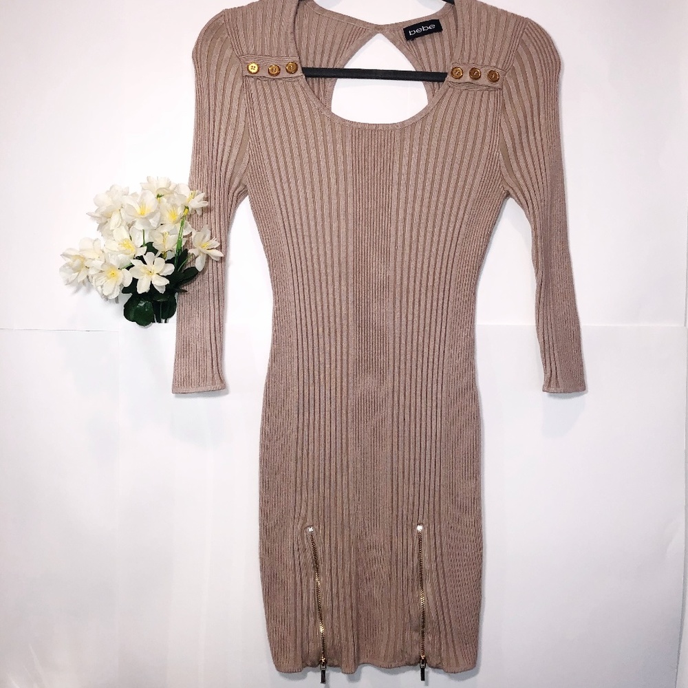 Bebe Tight Mini Dress - Color Nude